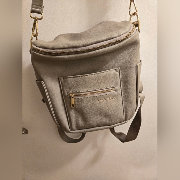 Fawn Design Vegan Leather The Mini Small Diaper Bag Backpack Gray - Picture 2 of 16